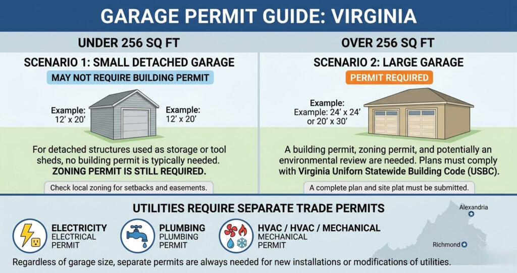 Garage Addition Permit Fairfax County VA: Complete Checklist for 2026 2 garage permit requirements Virginia size and utilities diagram
