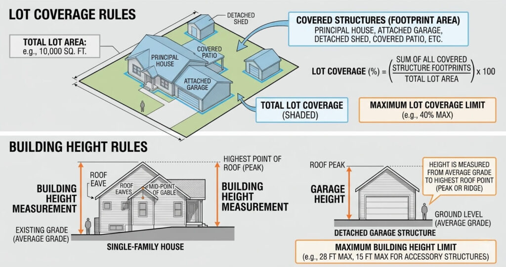 Garage Addition Permit Fairfax County VA: Complete Checklist for 2026 4 garage height and lot coverage rules Fairfax County diagram