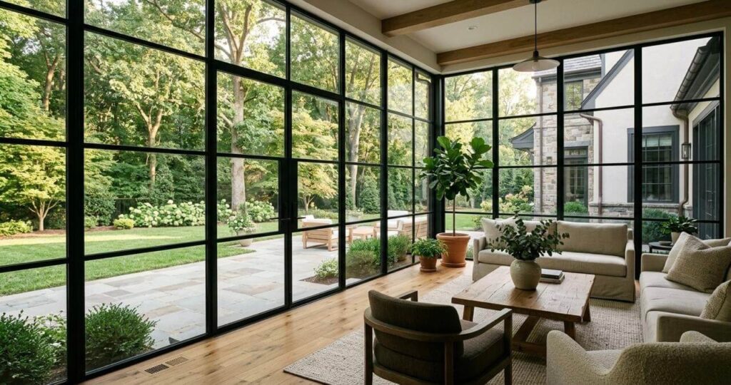 Sunroom addition ideas Great Falls VA modern glass sunroom
