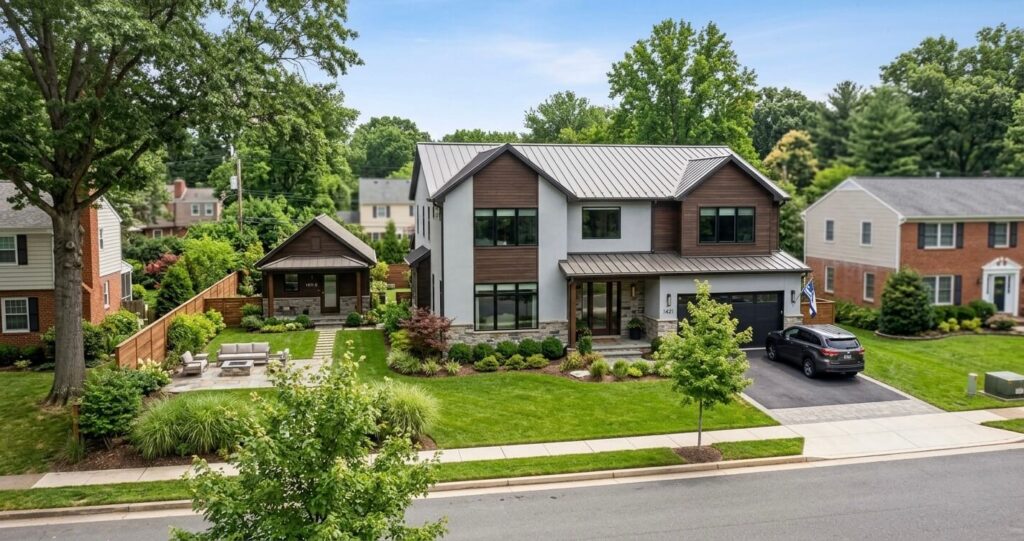 Modern home with accessory living unit Fairfax County VA showing compliant suburban design and secondary dwelling integration

