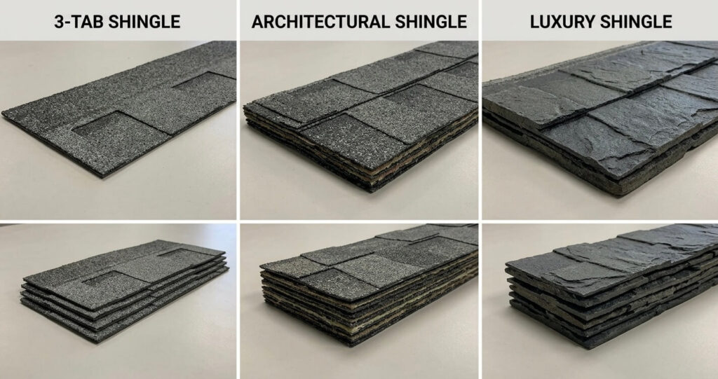 Asphalt vs. Metal Roofing Northern Virginia: Cost, Durability & ROI Guide (2026) 3 asphalt vs metal roofing Northern Virginia asphalt shingle types architectural vs 3 tab shingles