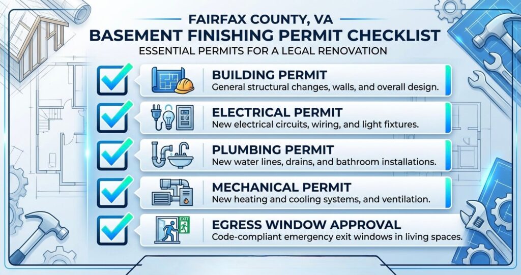 Basement Finishing Permit Fairfax County VA: Rules, Costs & Process Explained 3 basement finishing permit checklist Fairfax County VA