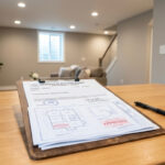basement finishing permit Fairfax County VA document with renovation background