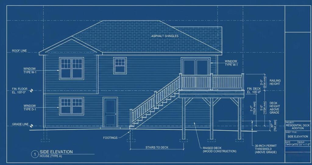 Deck elevation permit requirements McLean VA

