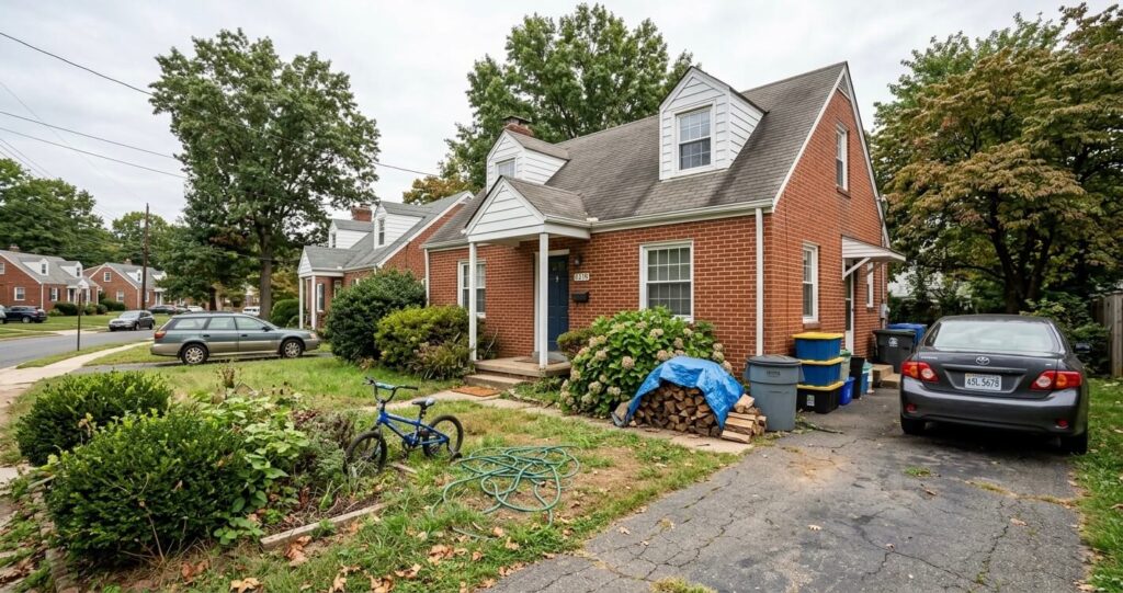 home without garage Arlington VA before garage addition project

