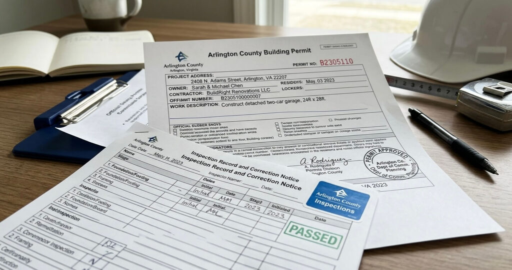 garage addition permit Arlington VA building approval document

