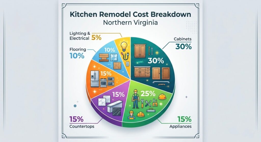 Kitchen remodel cost breakdown infographic Northern Virginia