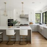 Modern kitchen remodel in McLean VA with quartz countertops and large island