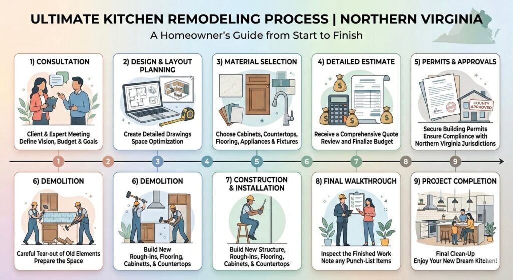 Kitchen remodeling process timeline Northern Virginia 