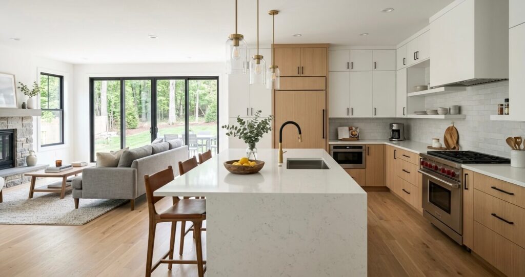 Custom Home Design Trends Northern Virginia (2026 Guide) 7 Modern open kitchen design commonly requested in Northern Virginia custom homes