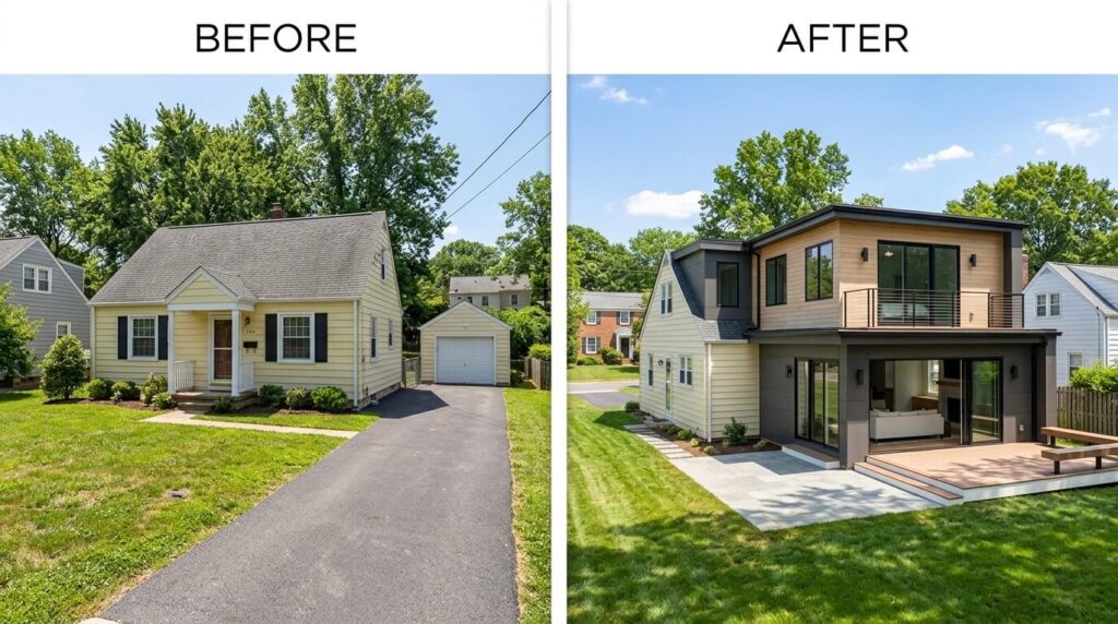 Before and after home addition project in Fairfax VA, Northern Virginia