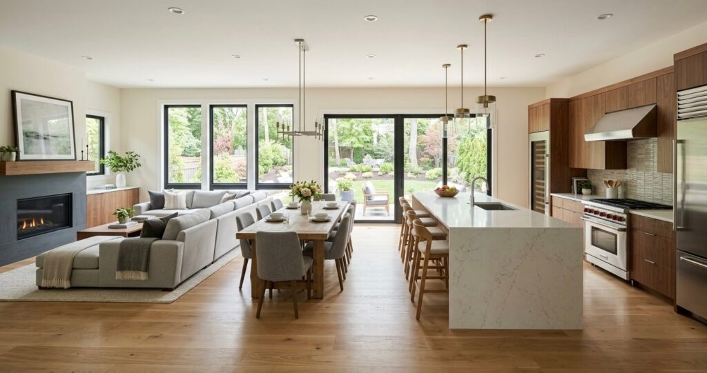 Custom Home Design Trends Northern Virginia (2026 Guide) 2 Open floor plan interior showing modern custom home design trends in Northern Virginia