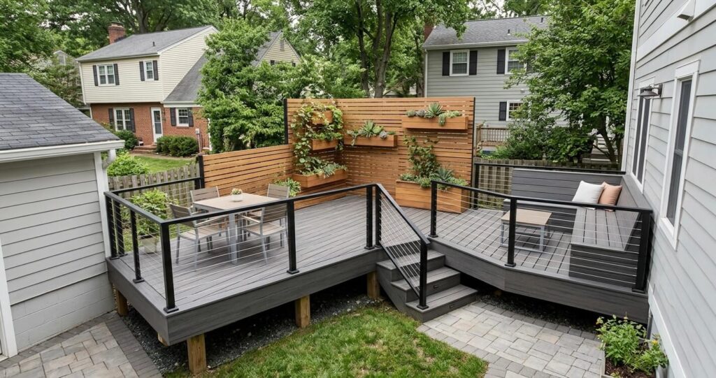 Deck Design Ideas Falls Church VA: 2026 Guide to Costs, Layouts & ROI 5 Deck design ideas Falls Church VA small backyard deck compact outdoor space Northern Virginia deck ideas