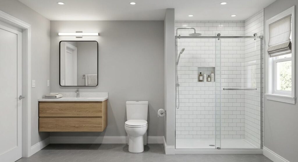 small bathroom remodel Northern Virginia compact layout with shower