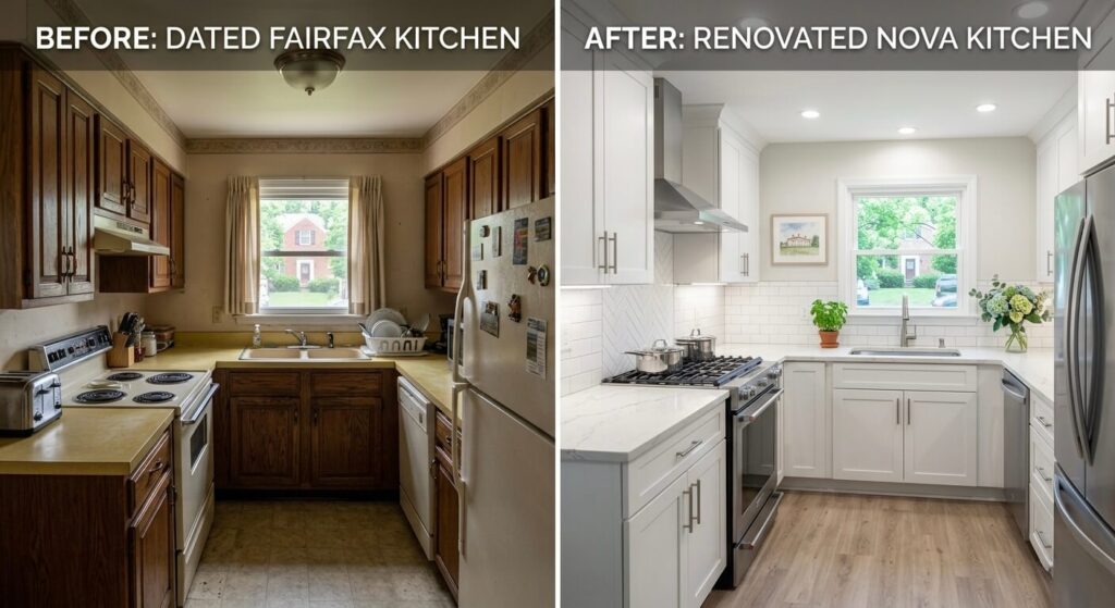 Small kitchen remodel Fairfax VA before and after