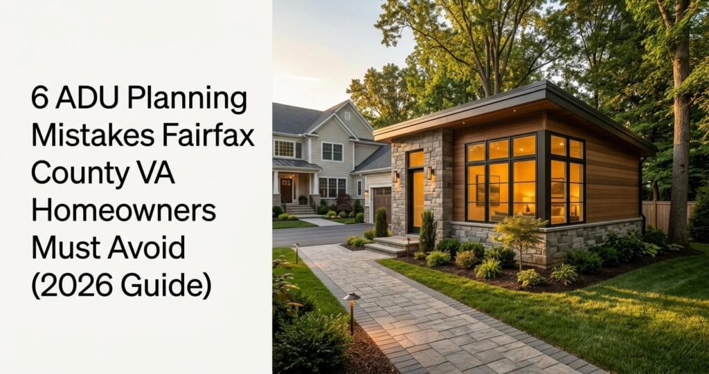 ADU mistakes Fairfax County VA guide showing a modern detached ADU backyard cottage in Northern Virginia