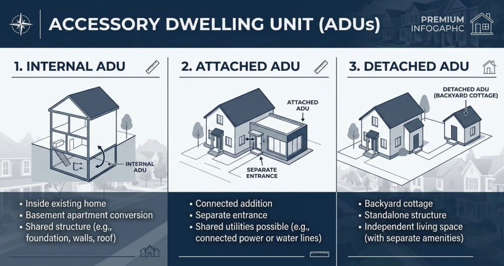 ADU regulations Arlington VA internal attached detached accessory dwelling unit comparison

