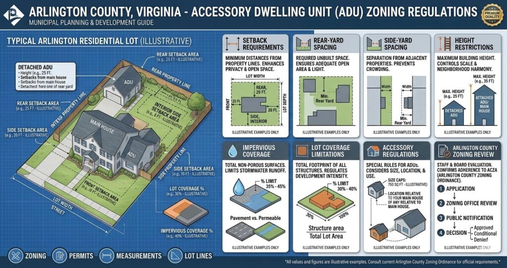ADU regulations Arlington VA zoning setback requirements backyard cottage rules

