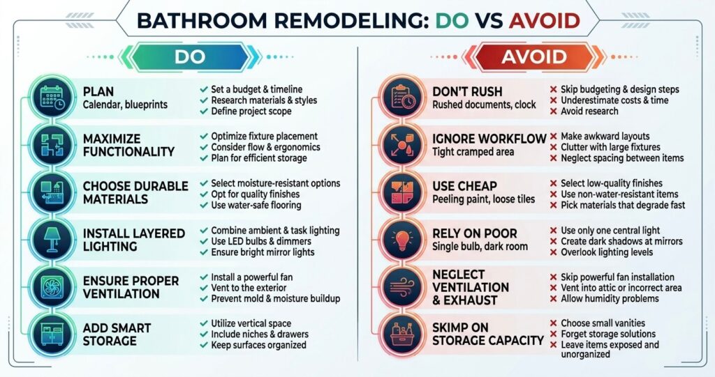 bathroom remodel before after Burke VA lessons learned mistakes avoid remodeling tips Northern Virginia

