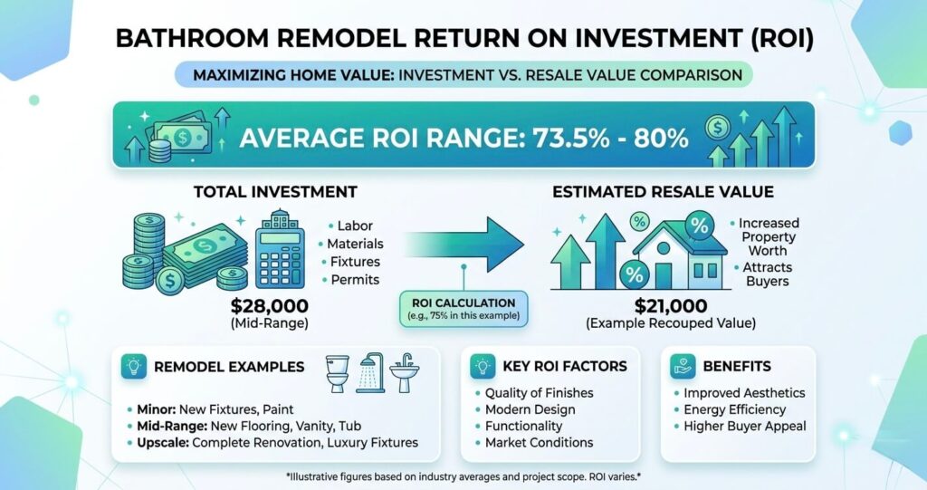 bathroom remodel before after Burke VA ROI infographic resale value increase Northern Virginia home improvement

