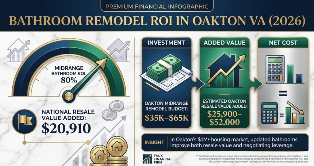 Bathroom Remodel Cost Oakton VA: Complete Pricing & 2026 Budget Guide 8 Bathroom remodel cost Oakton VA resale ROI chart for Fairfax County bathroom renovations