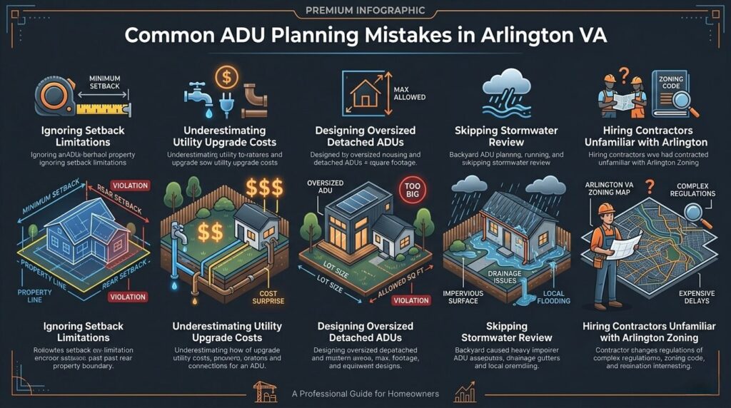 ADU regulations Arlington VA common accessory dwelling unit planning mistakes

