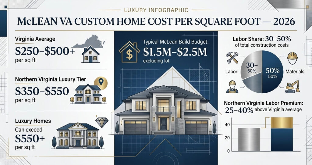 Custom Home Builder McLean VA: Process, Costs & 2026 Guide 5 Custom home builder McLean VA cost per square foot Northern Virginia luxury construction
