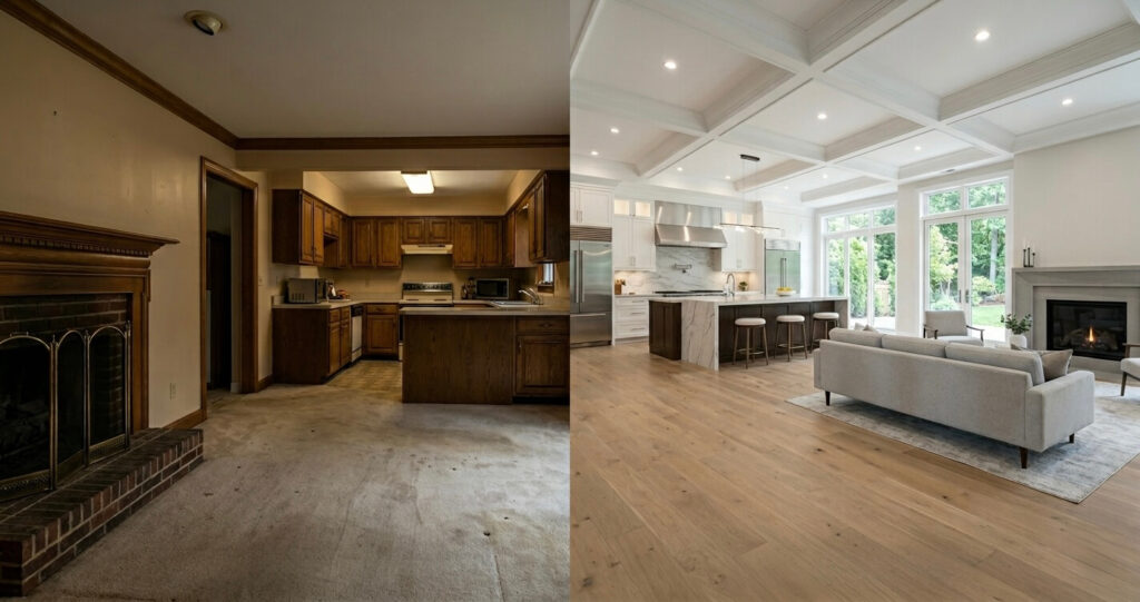 full home renovation McLean VA before and after interior transformation modern open concept remodel
