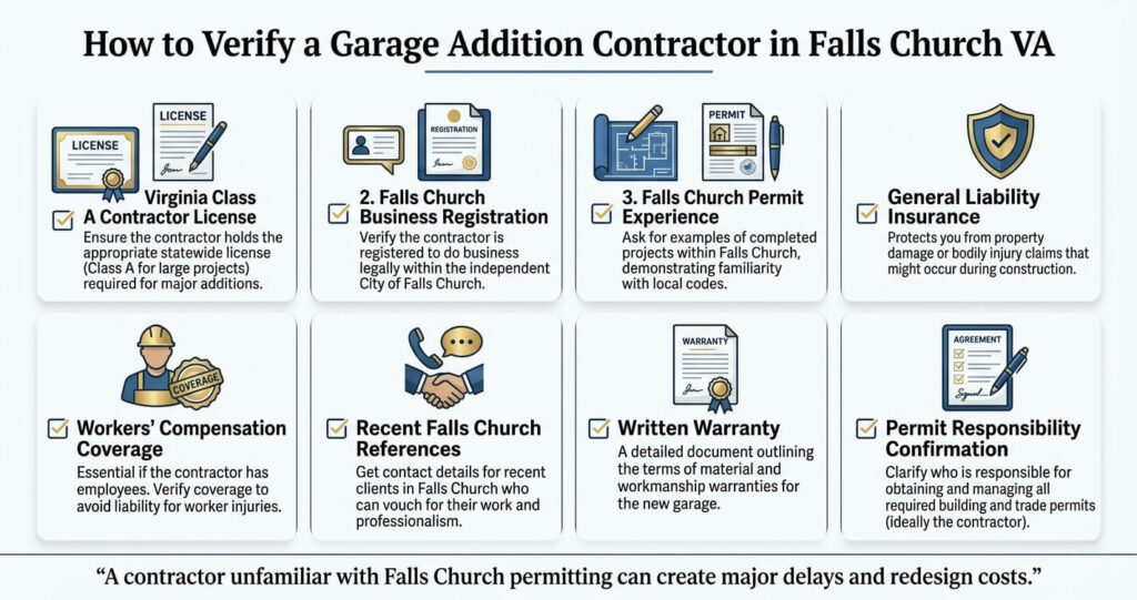 Garage Addition Mistakes Falls Church VA: 7 Expensive Planning Errors to Avoid 9 garage addition contractor Falls Church VA permit and insurance verification checklist
