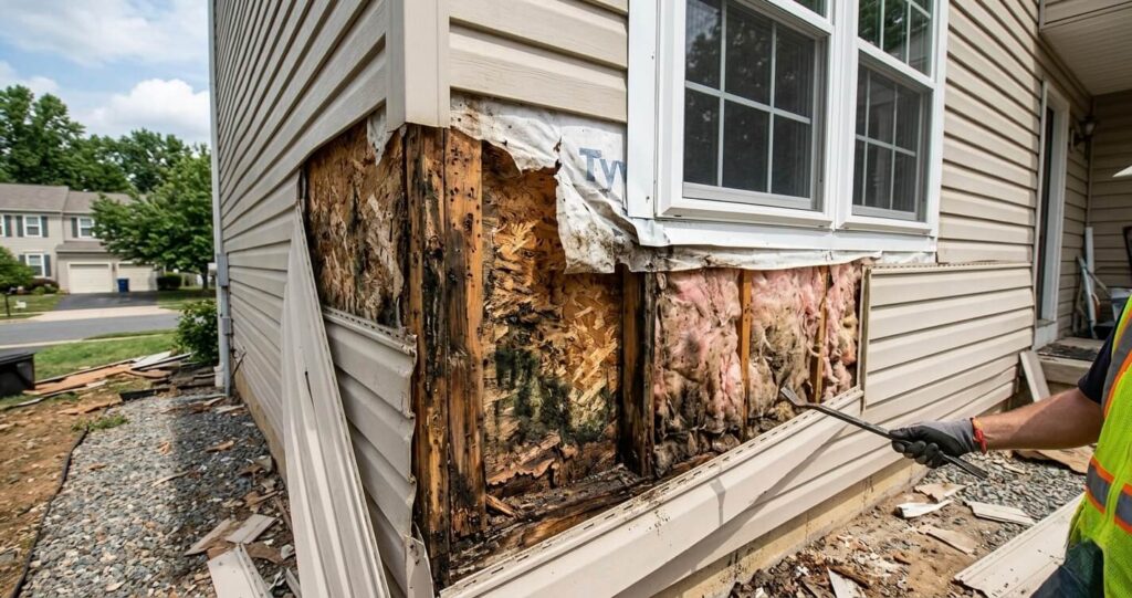 Siding Permit Fairfax County VA: When You Need One in 2026 6 siding permit Fairfax County VA hidden wall damage and sheathing failure behind exterior siding