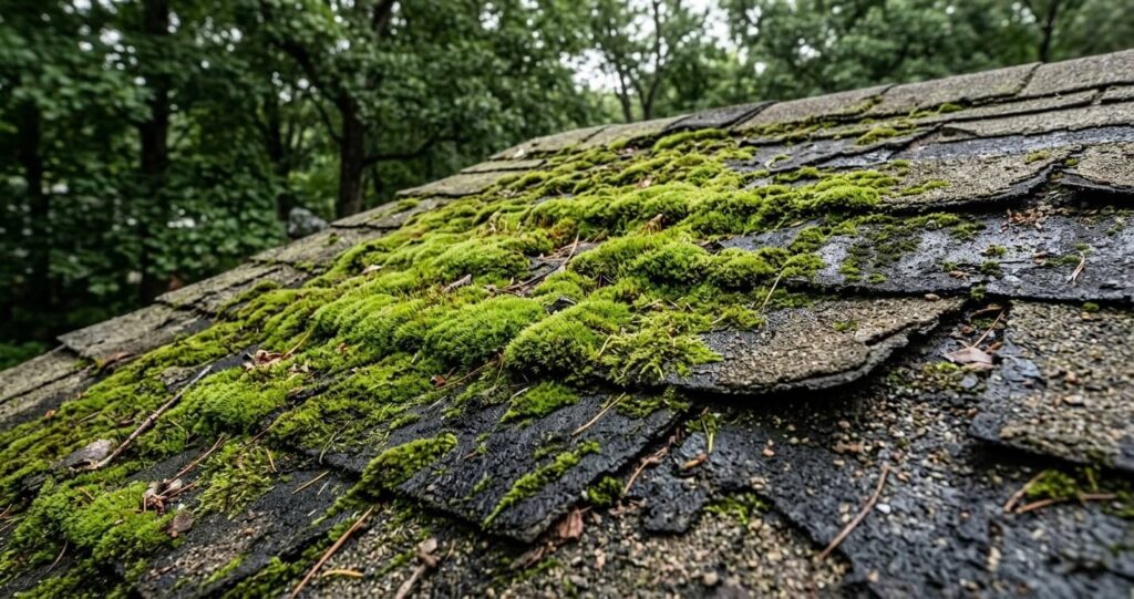 Roof Replacement Before After Falls Church VA: Full 2026 Case Study 3 roof replacement before after Falls Church VA north slope moss algae roof damage