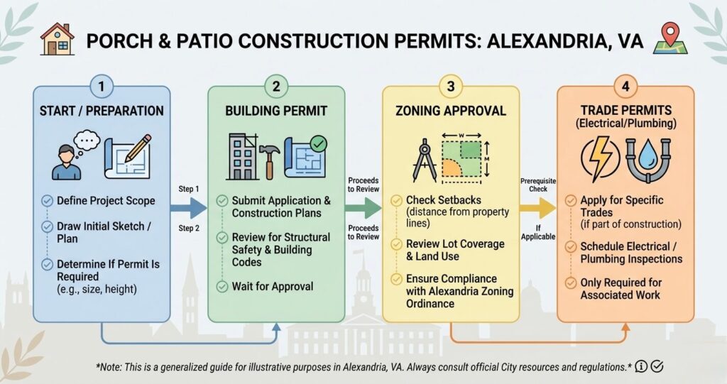 porch patio permit Alexandria VA permit types flowchart building zoning trade permits process

