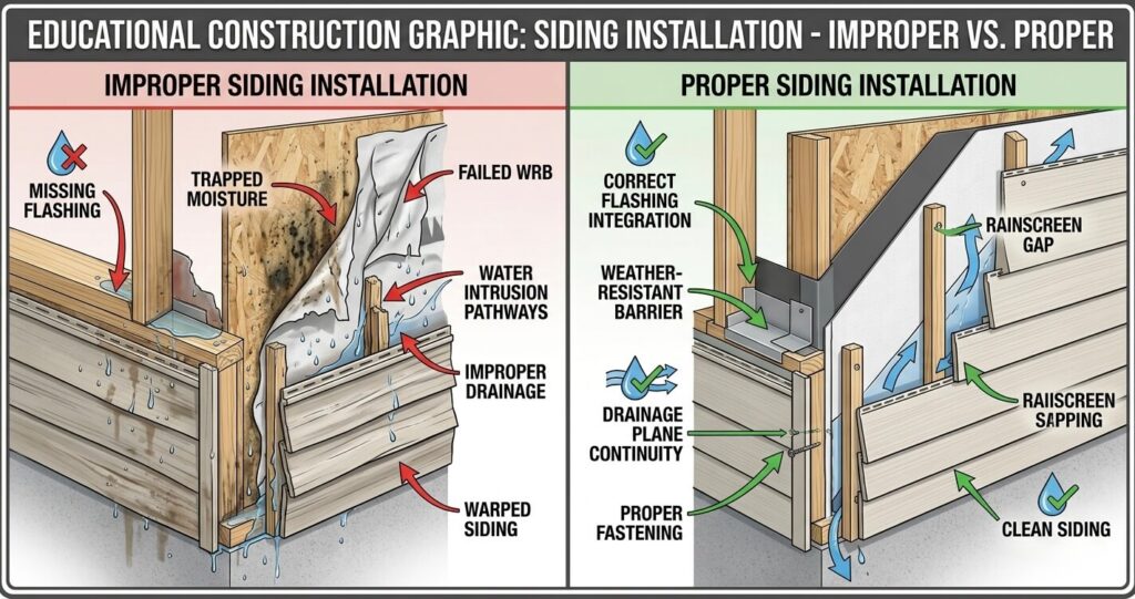 Siding Replacement Clifton VA: Best Materials, Costs & Contractor Tips (2026 Guide) 7 proper siding replacement Clifton VA flashing moisture barrier and drainage detailing comparison