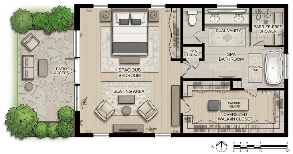 Master Suite Addition McLean VA: Layout Ideas, Costs & Permit Guide (2026) 4 rear first floor master suite addition McLean VA with spa bathroom walk in closet and patio access