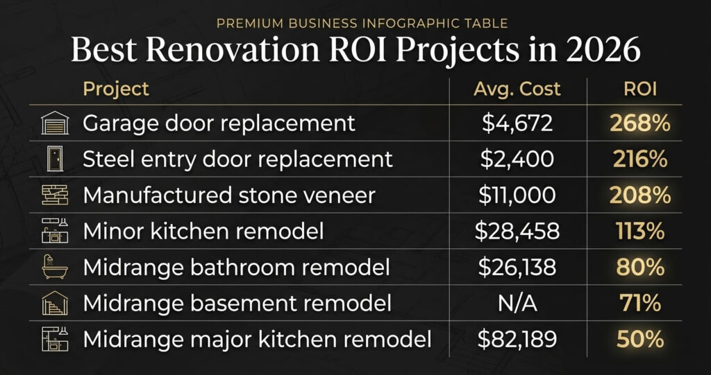 Renovate vs. Sell Northern Virginia: What Makes More Sense in 2026? 6 renovate vs sell Northern Virginia renovation ROI table kitchen remodeling Fairfax VA