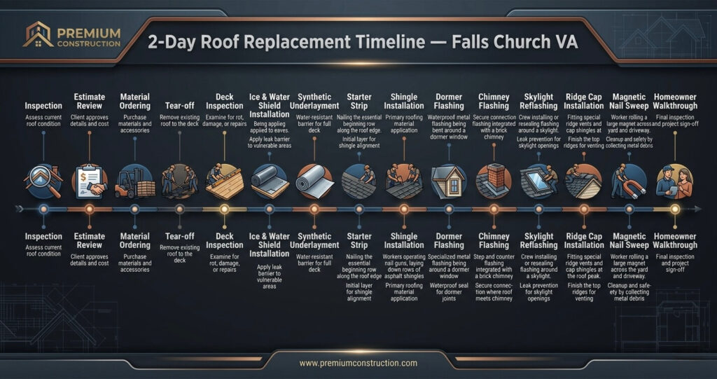 Roof Replacement Before After Falls Church VA: Full 2026 Case Study 8 roof replacement before after Falls Church VA roofing installation process timeline