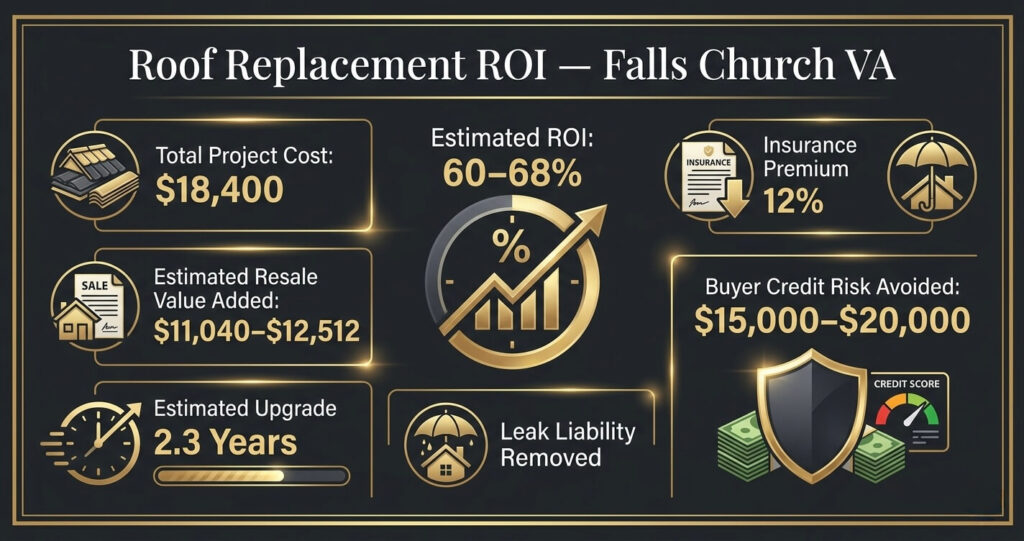 Roof Replacement Before After Falls Church VA: Full 2026 Case Study 10 roof replacement before after Falls Church VA roof replacement ROI and resale value infographic