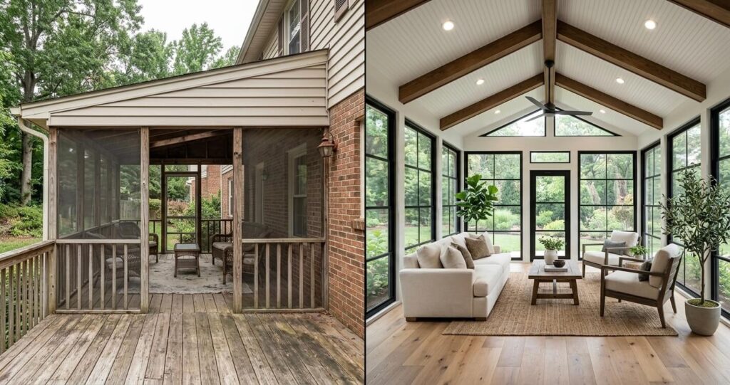 Sunroom Addition Ideas Burke VA Homeowners Love in 2026 3 sunroom addition ideas Burke VA screened porch conversion to enclosed four season sunroom