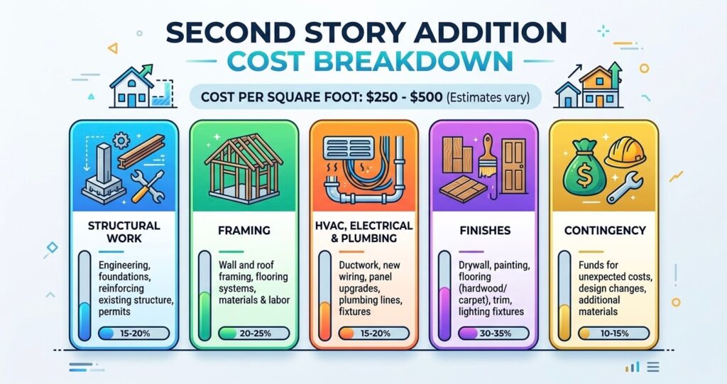 second story addition mistakes Northern Virginia cost per square foot breakdown structural and renovation expenses

