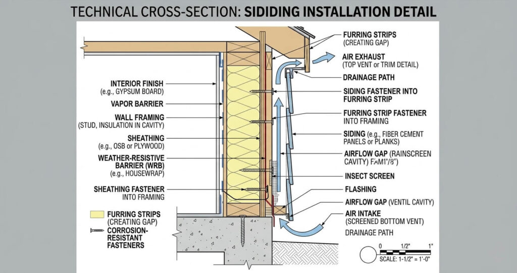 vinyl vs fiber cement siding Northern Virginia installation diagram wall layers weather barrier construction

