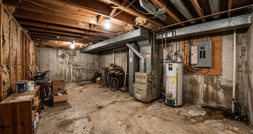 Basement Finishing Before After Arlington VA: Luxury Remodel Ideas & Costs (2026 Guide) 2 unfinished basement Arlington VA before remodel basement renovation conditions