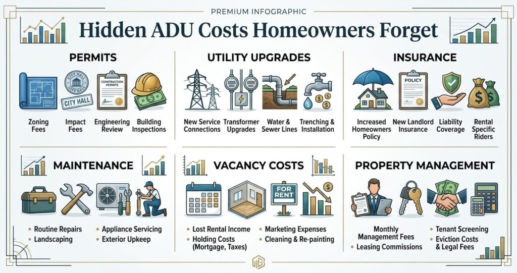 ADU Rental Income Northern Virginia hidden costs including permits utilities insurance and maintenance

