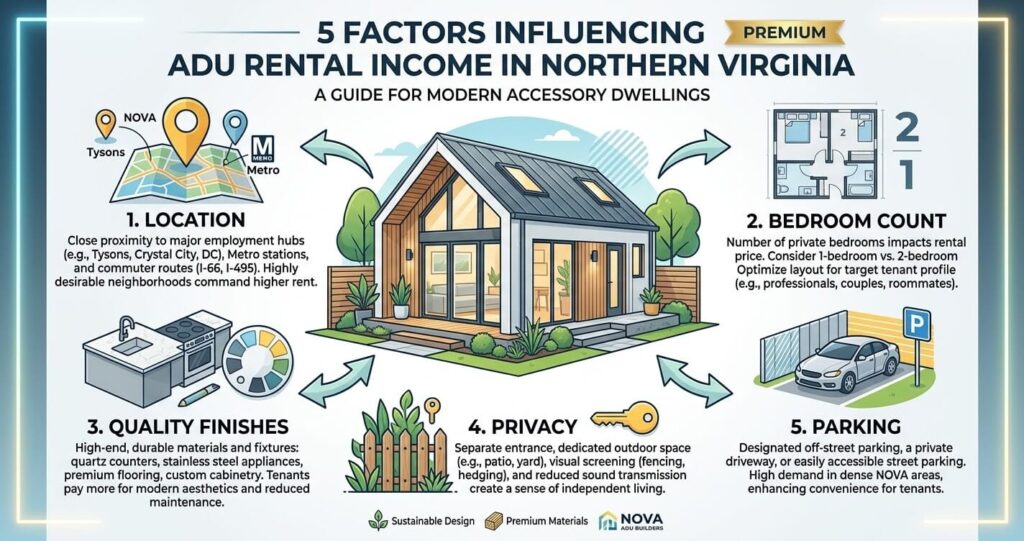 ADU Rental Income Northern Virginia factors affecting rental rates and ROI

