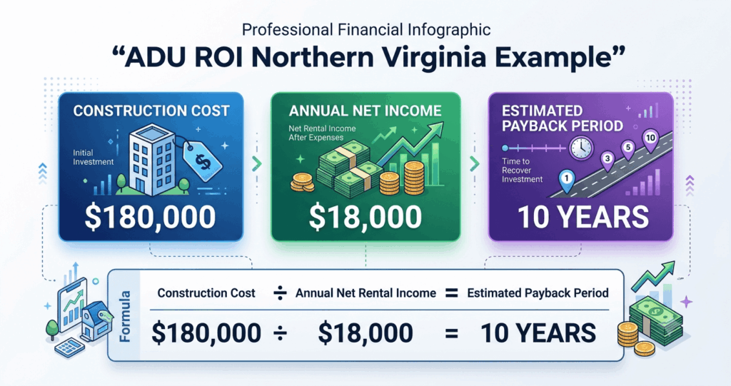 ADU Rental Income Northern Virginia ROI calculation and payback period example


