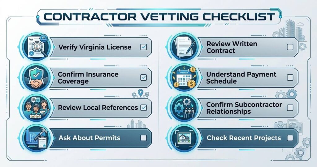 Basement finishing contractors Northern Virginia hiring checklist for avoiding basement finishing mistakes Northern Virginia