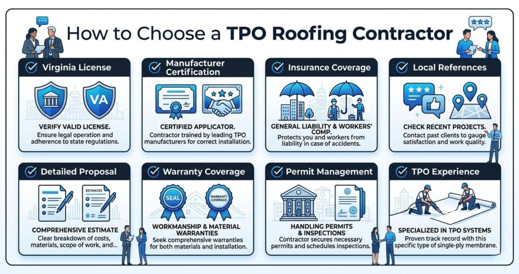 TPO roofing Northern Virginia contractor selection checklist

