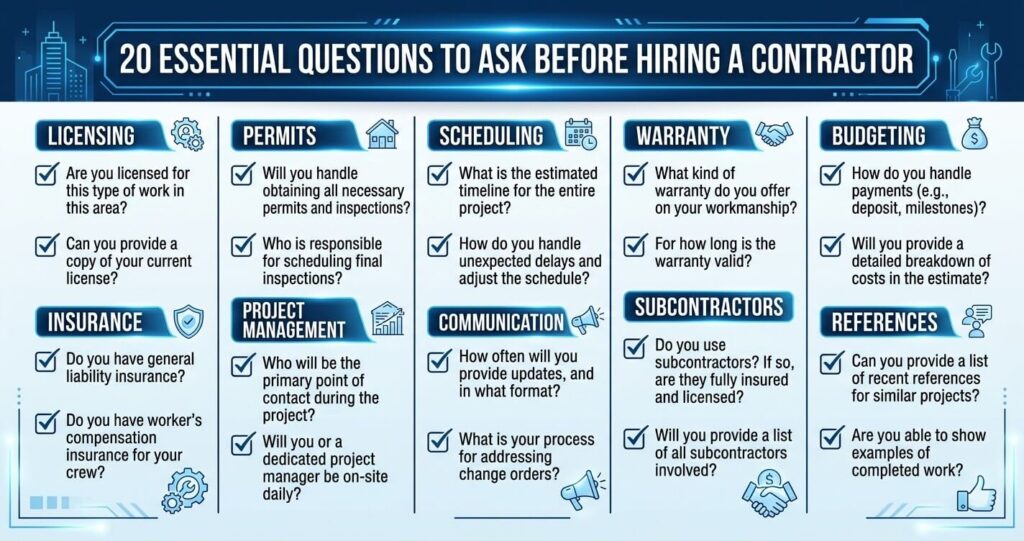 How to Choose a Home Remodeling Contractor in Northern Virginia (2026 Complete Guide) 7 How to choose a home remodeling contractor in Northern Virginia using contractor interview questions checklist