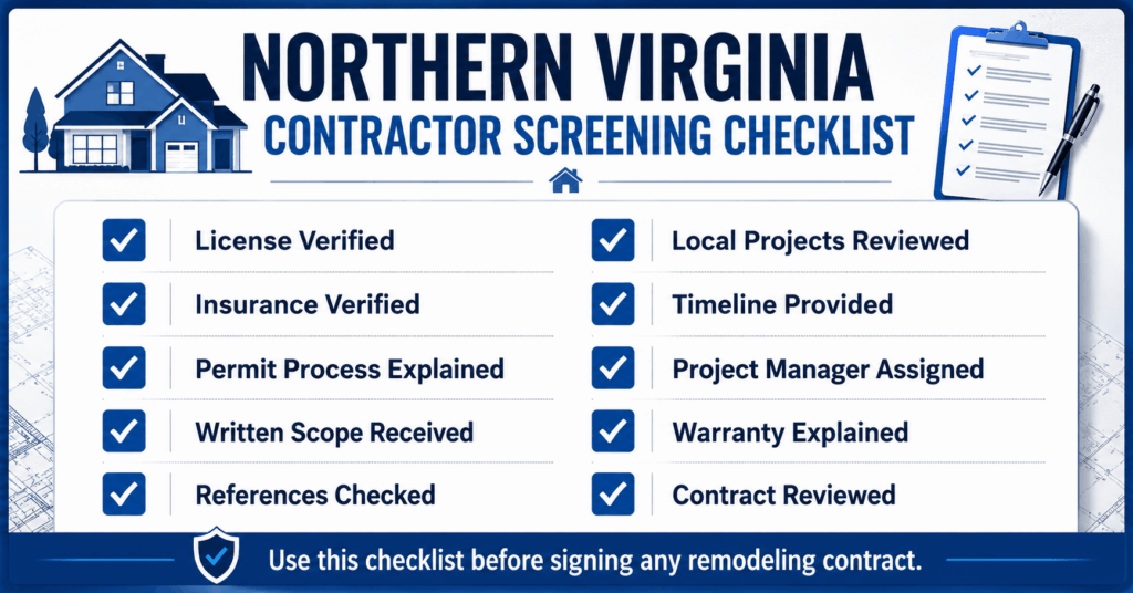 8 Remodeling Contractor Red Flags Northern Virginia Homeowners Must Know (2026 Guide) 10 Remodeling contractor red flags Northern Virginia contractor screening checklist and hiring guide