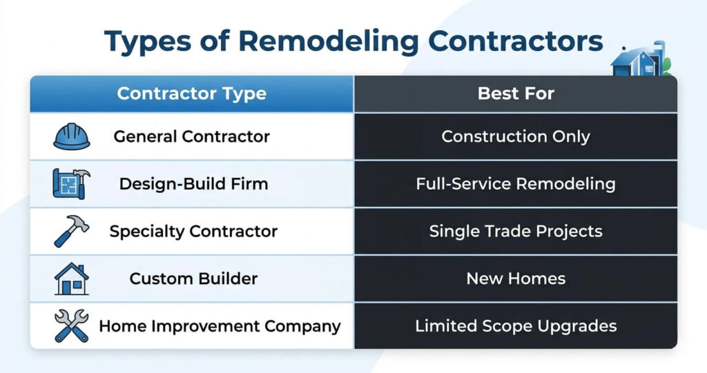 How to Choose a Home Remodeling Contractor in Northern Virginia (2026 Complete Guide) 2 How to choose a home remodeling contractor in Northern Virginia comparing design build contractor Northern Virginia and general contractor options