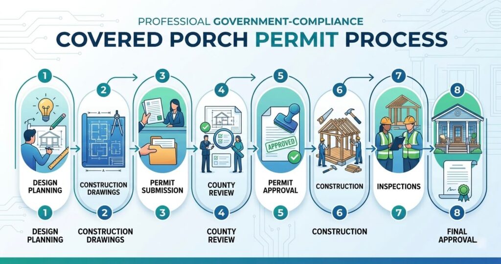 covered porch design ideas Annandale VA covered porch permit requirements Fairfax County porch addition process


